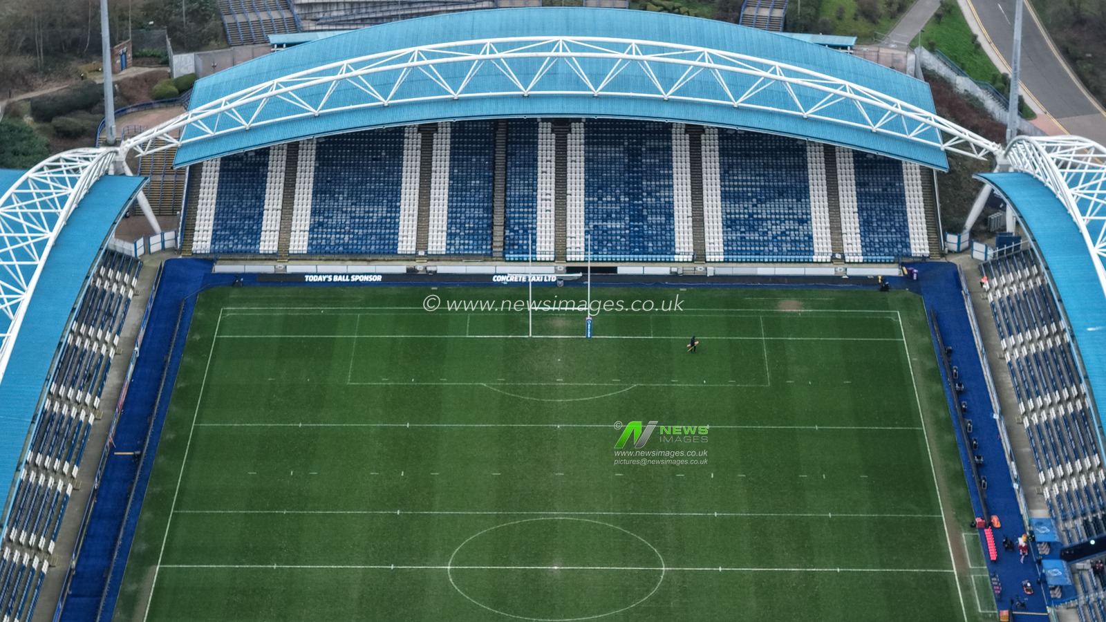 An aerial view of The Accu Stadium during the Betfred Super League Round 4 match Huddersfield Giants vs Hull KR at Accu Stadium, Huddersfield, United Kingdom on 08 March 2026

(Photo by Mark Cosgrove/News Images)