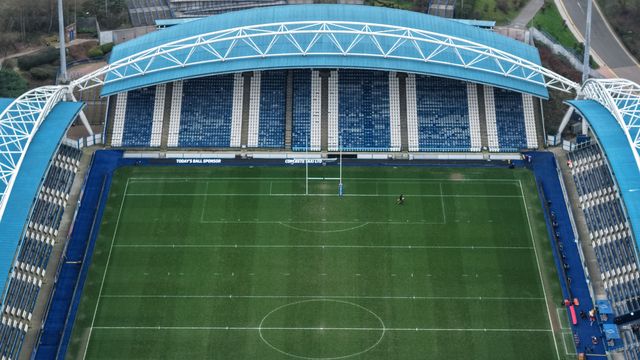 An aerial view of The Accu Stadium during the Betfred Super League Round 4 match Huddersfield Giants vs Hull KR at Accu Stadium, Huddersfield, United Kingdom on 08 March 2026

(Photo by Mark Cosgrove/News Images)