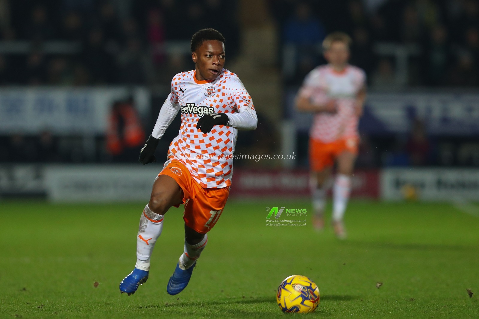 Karamoko DembÃ©lÃ© #11 of Blackpool breaks with the ball during the Sky Bet League 1 match Burton Albion vs Blackpool at Pirelli Stadium, Burton upon Trent, United Kingdom, 26th December 2023

(Photo by Gareth Evans/News Images)