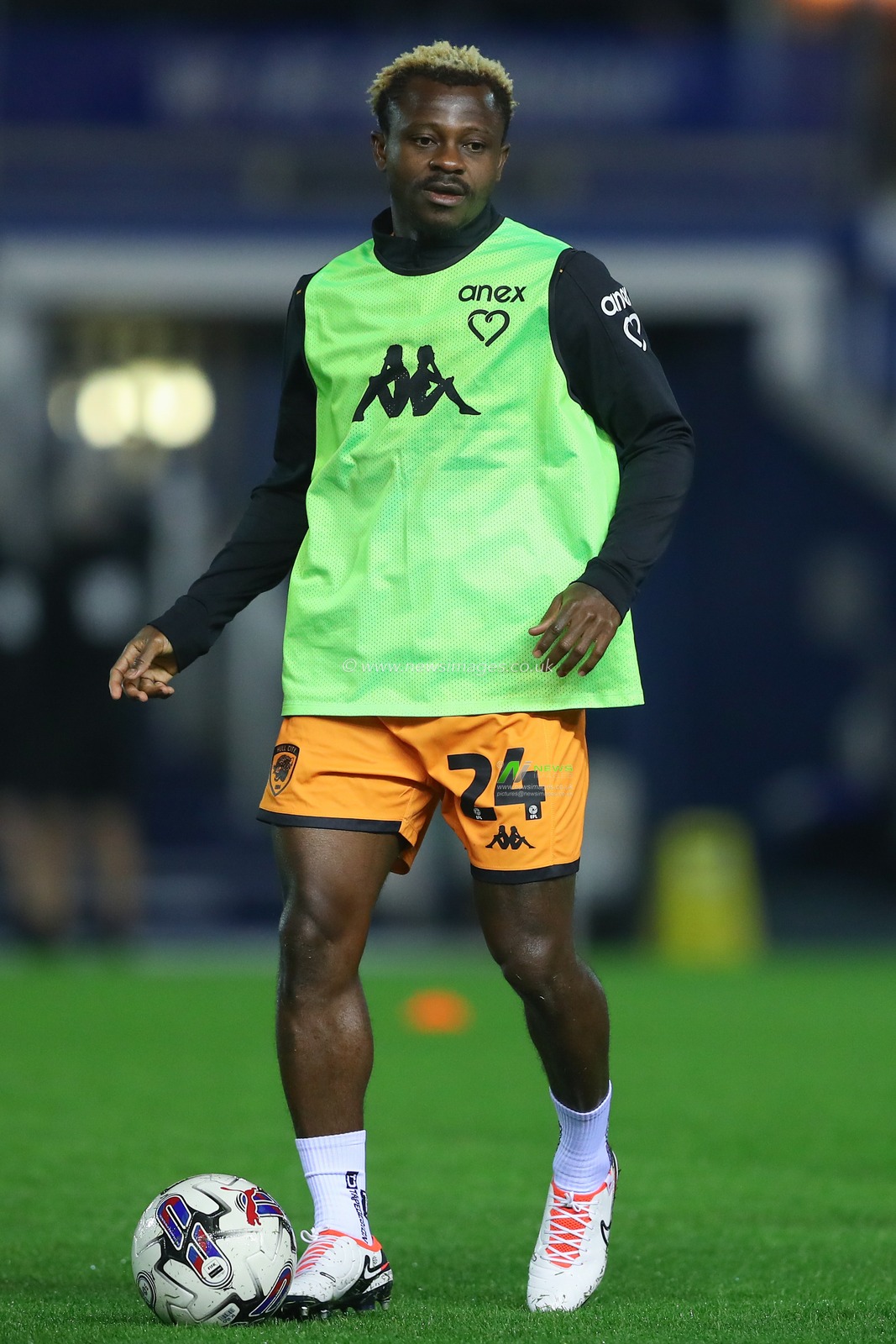 Jean MichaÃ«l Seri #24 of Hull City during the pre-game warm up ahead of the Sky Bet Championship match Birmingham City vs Hull City at St Andrews, Birmingham, United Kingdom, 25th October 2023

(Photo by Gareth Evans/News Images)