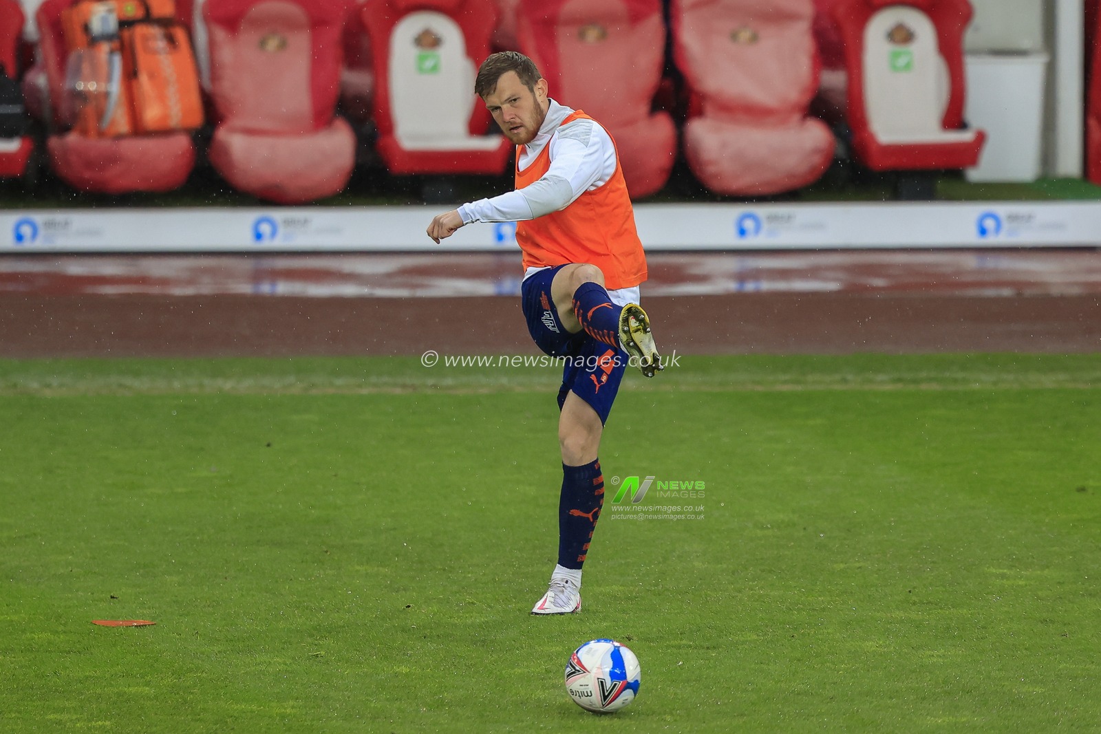 Jordan Thorniley #4 of Blackpool during the pre-game warmup