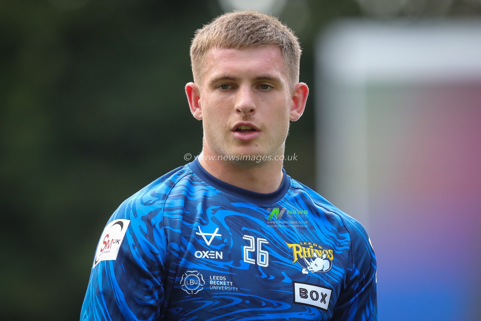 Corey Johnson #26 of Leeds Rhinos during the pre match warm up ahead of the Betfred Super League Round 22 match Leeds Rhinos vs Warrington Wolves at Headingley Stadium, Leeds, United Kingdom, 20th August 2023

(Photo by James Heaton/News Images)
