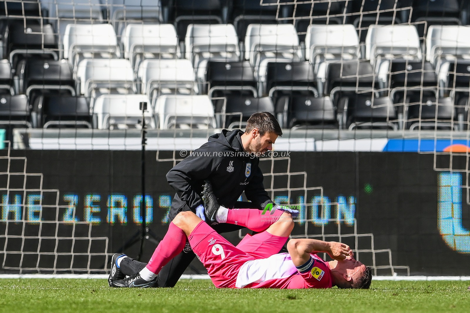 Jonathan Hogg #6 of Huddersfield Town receives treatment during the Sky Bet Championship match Swansea City vs Huddersfield Town at Swansea.com Stadium, Swansea, United Kingdom, 15th April 2023

(Photo by Craig Thomas/News Images)