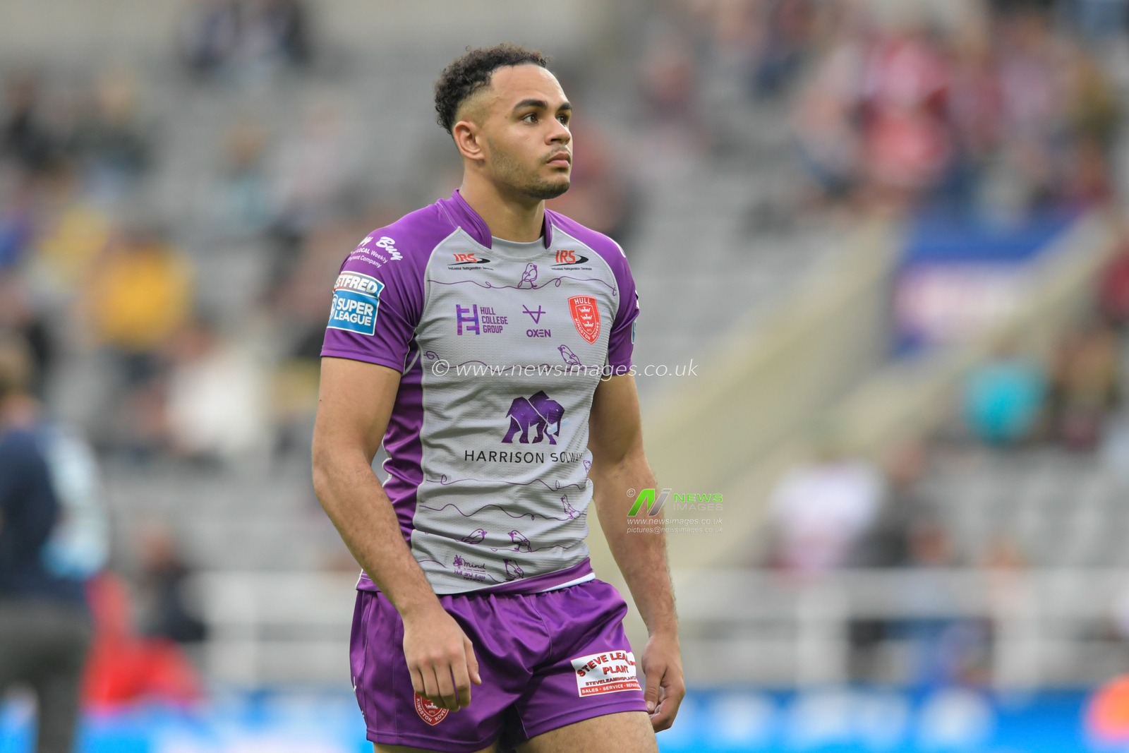 Luis Johnson (27) of Hull KR in action during the game