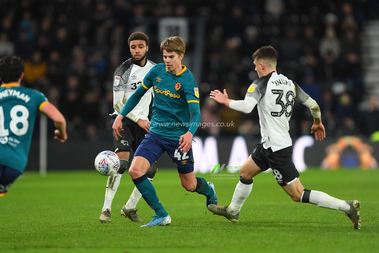 18th January 2020, Pride Park Stadium, Derby, England; Sky Bet Championship, Derby County v Hull City : Martin Samuelsen (42) of Hull City 

Credit: Jon Hobley/News Images