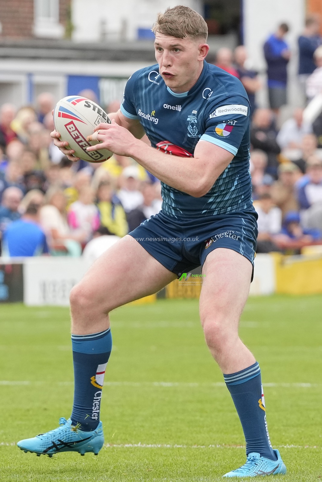 Matty Nicholson #12 of Warrington Wolves during the Betfred Super League Round 20 match Wakefield Trinity vs Warrington Wolves at The Be Well Support Stadium, Wakefield, United Kingdom, 30th July 2023

(Photo by Steve Flynn/News Images)