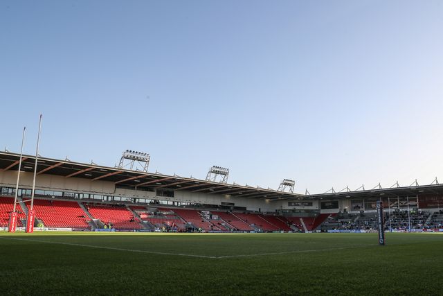 A general view inside of the Totally Wicked Stadium, home of St Helens ahead of the Betfred Super League  Round 7 match St Helens vs Wakefield Trinity at Totally Wicked Stadium, St Helens, United Kingdom, 11th April 2025

(Photo by Gareth Evans/News Images)