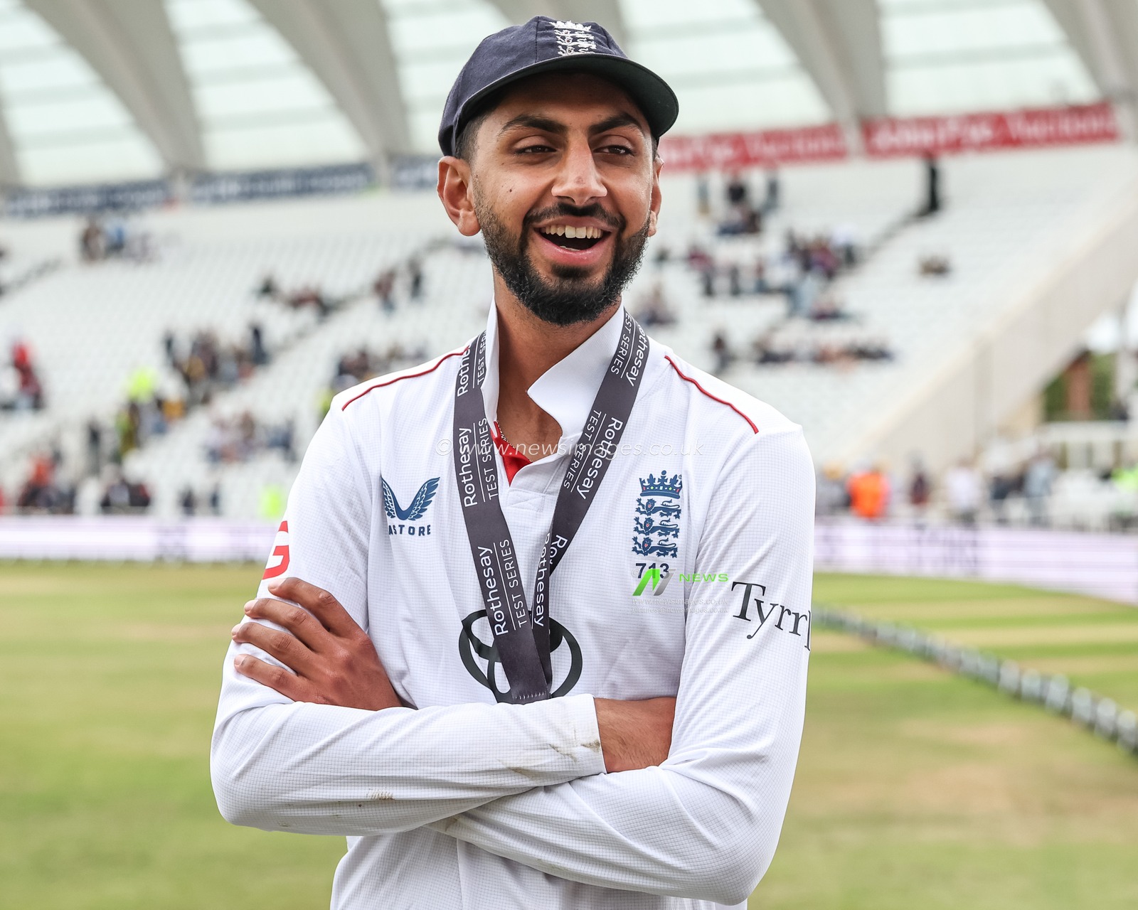 Player of the Series Shoaib Bashir of England during the Rothesay Test Match Day 3 England vs Zimbabwe at Trent Bridge, Nottingham, United Kingdom, 24th May 2025

(Photo by Mark Cosgrove/News Images)