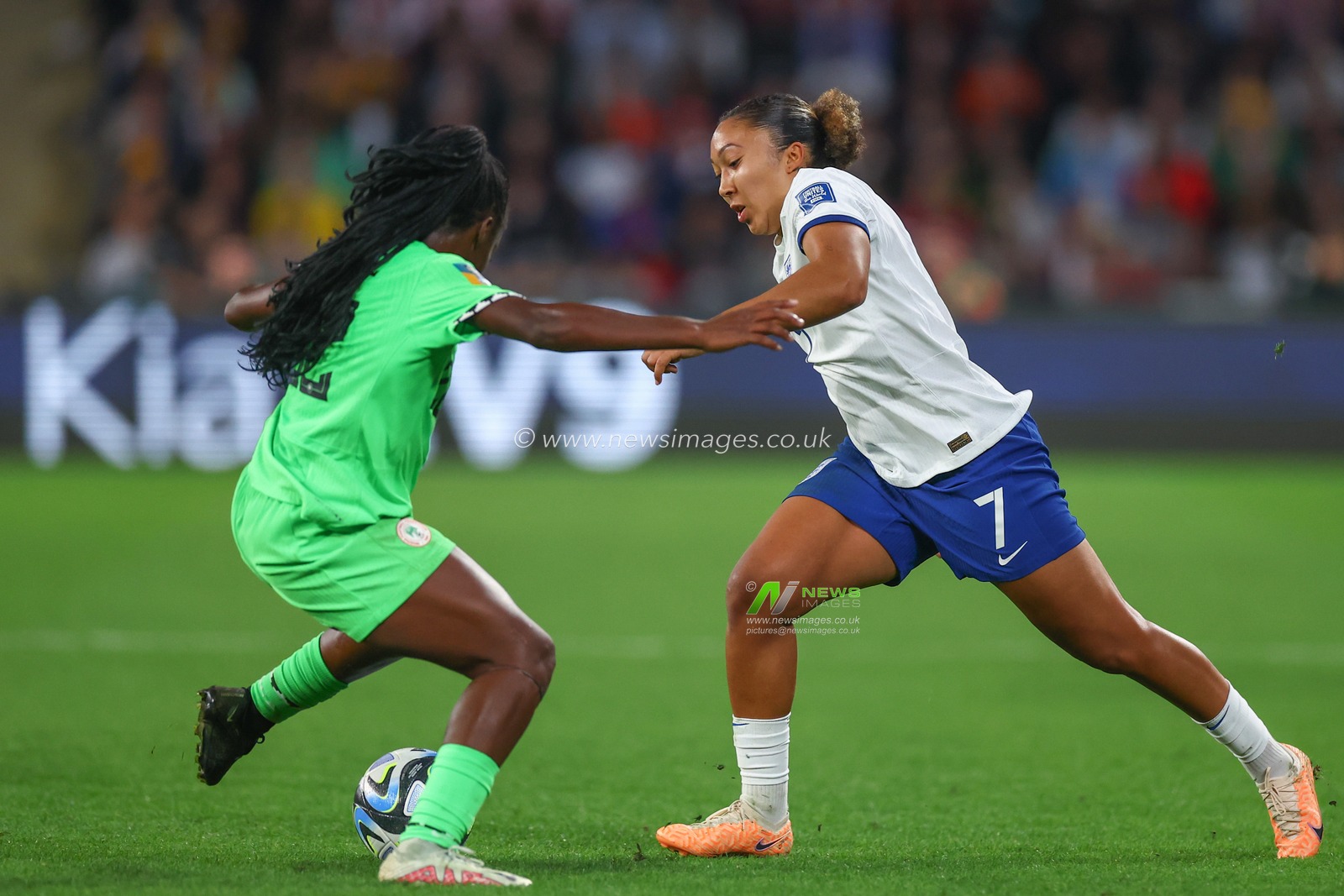 Lauren James #7 of England in action during the FIFA Women's World Cup 2023 match England Women vs Nigeria Women at Suncorp Stadium, Brisbane, Australia, 7th August 2023

(Photo by Patrick Hoelscher/News Images)