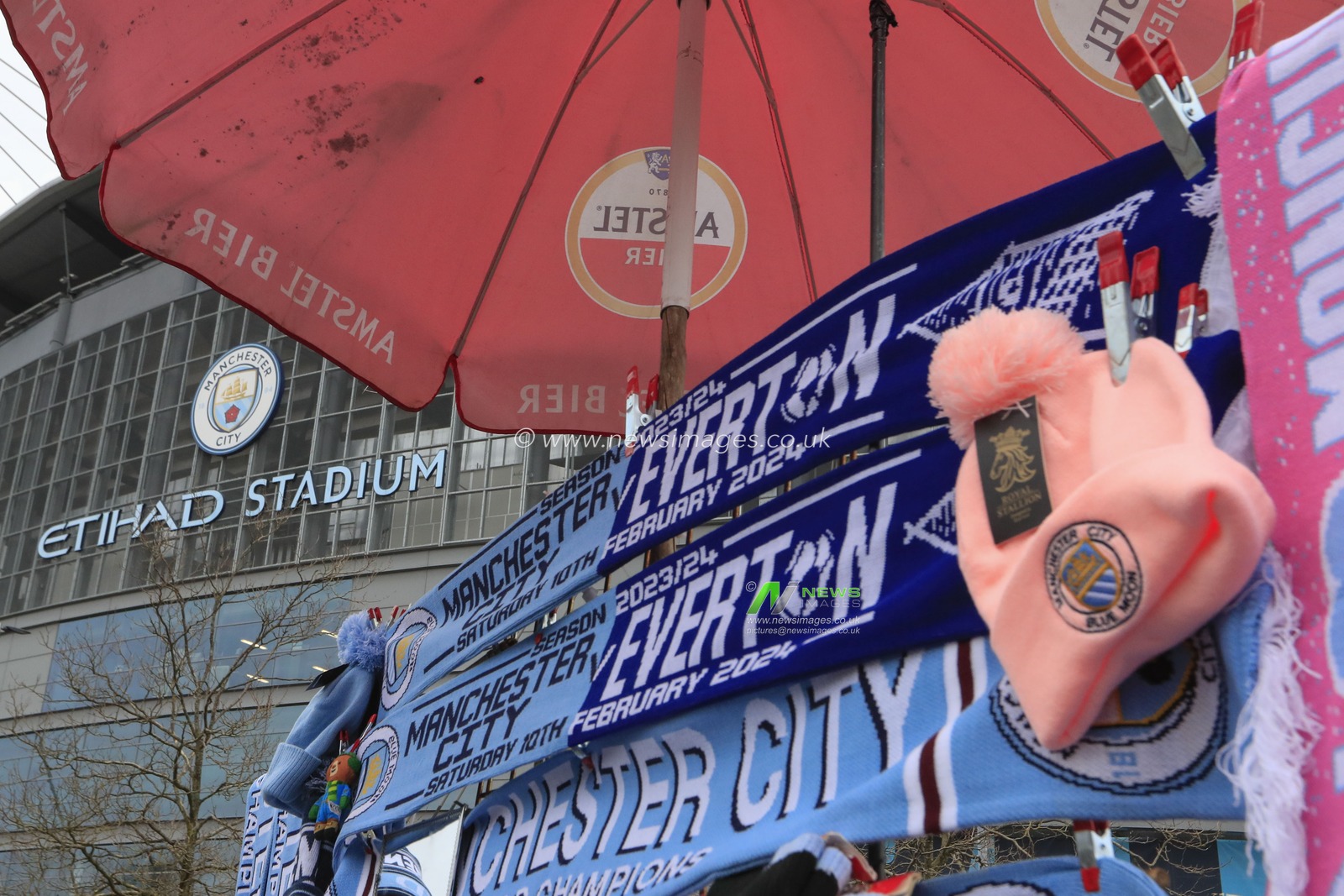 Souvenirs for sale ahead of the Premier League match Manchester City vs Everton at Etihad Stadium, Manchester, United Kingdom, 10th February 2024

(Photo by Conor Molloy/News Images)