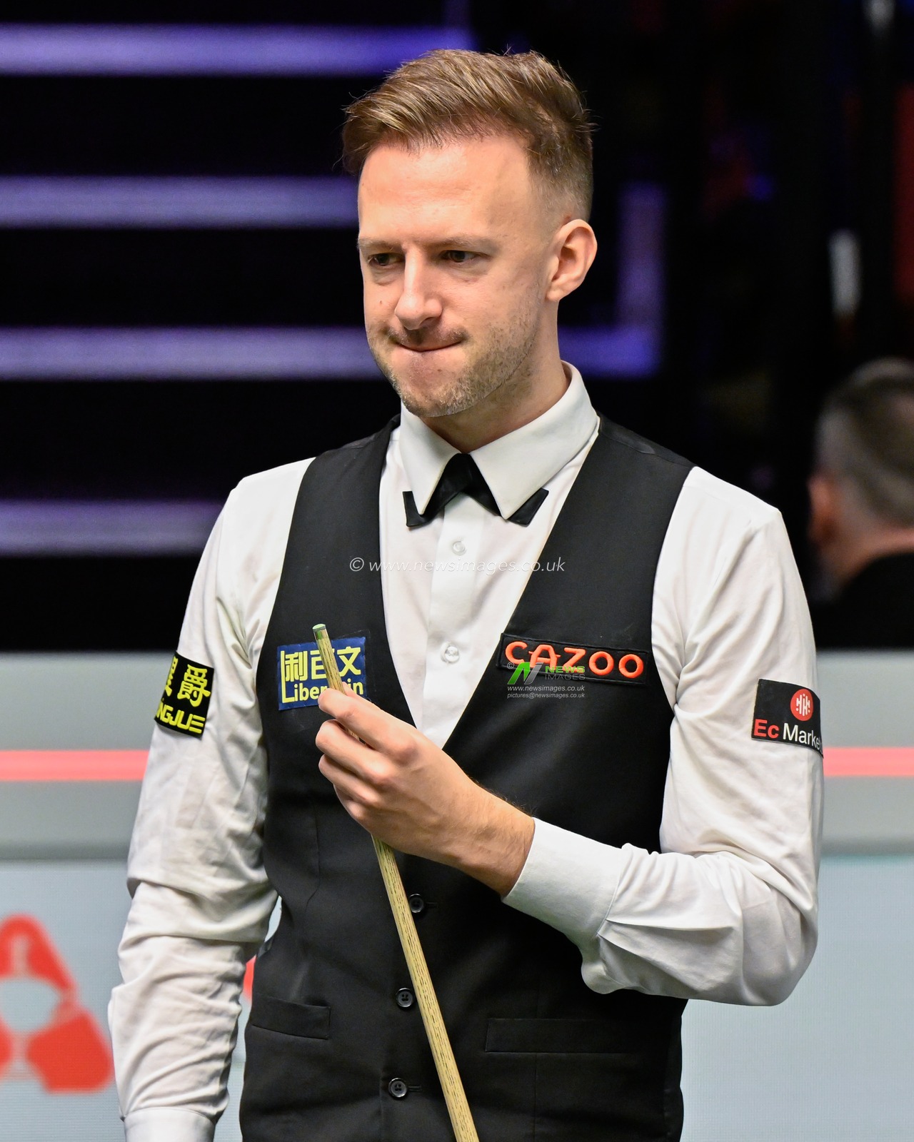 Judd Trump reacts, during the Cazoo World Championships 2024 at Crucible Theatre, Sheffield, United Kingdom, 1st May 2024

(Photo by Cody Froggatt/News Images)