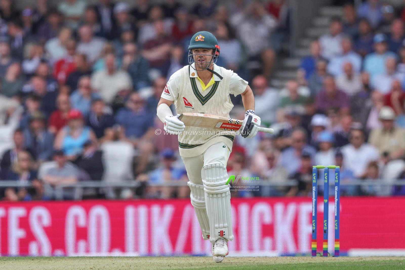 Travis Head of Australia makes one run during the LV= Insurance Ashes Third Test Series Day 1 England v Australia at Headingley Stadium, Leeds, United Kingdom, 6th July 2023

(Photo by Mark Cosgrove/News Images)