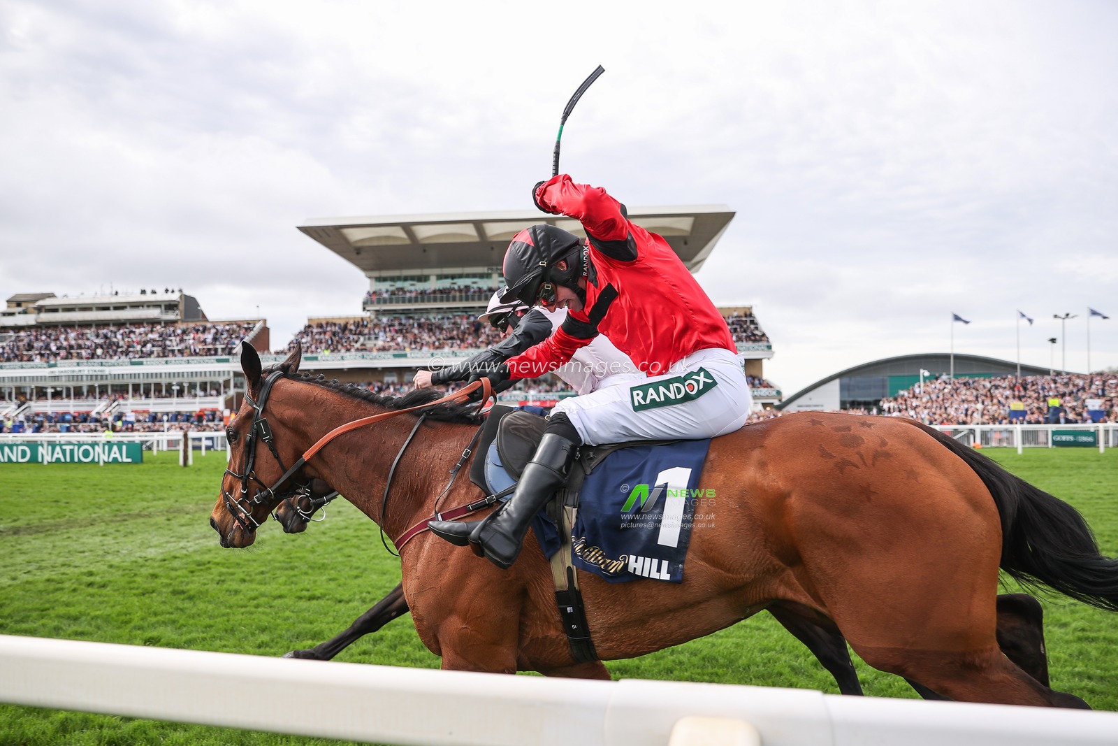 Gerri Colombe ridden by Jack Kennedy and Ahoy Senor ridden by Derek Fox battle for first place in the 2.55pmThe William Hill Bowl Steeple Chase (Class 1) during the Randox Grand National 2024 Opening Day at Aintree Racecourse, Liverpool, United Kingdom, 11th April 2024

(Photo by Mark Cosgrove/News Images)