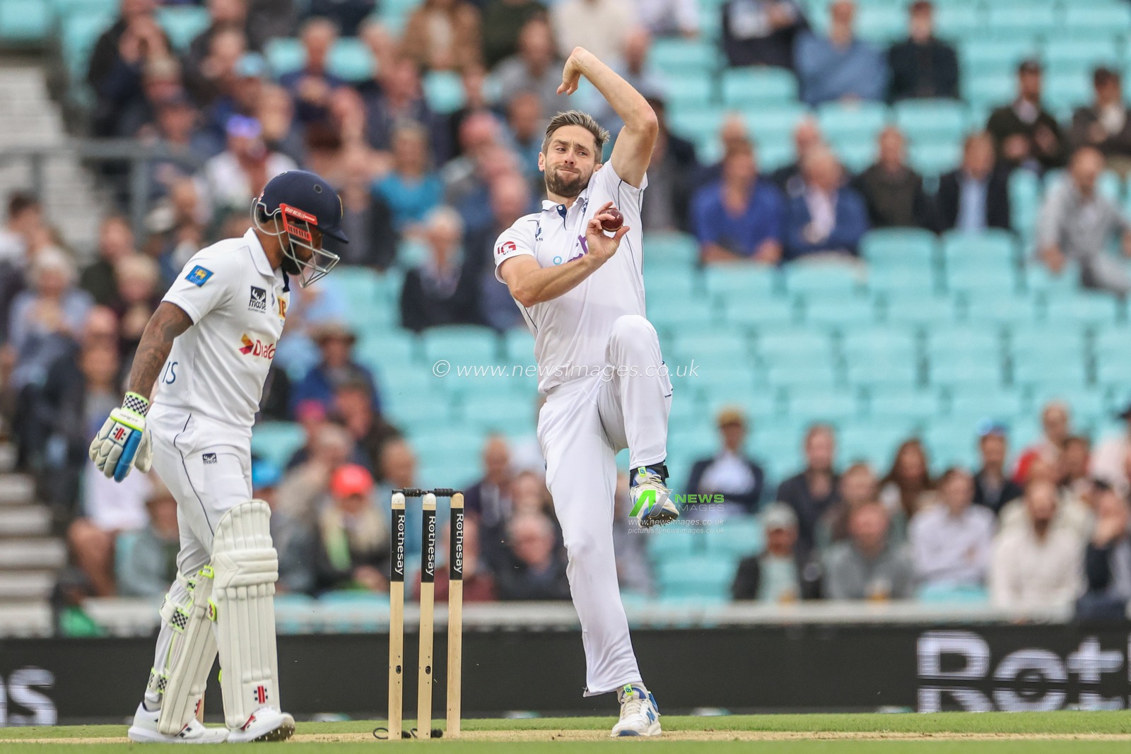 Chris Woakes of England delivers the ball during the 3rd Rothesay Test Match Day Four England v Sri Lanka at The Kia Oval, London, United Kingdom, 9th September 2024

(Photo by Mark Cosgrove/News Images)