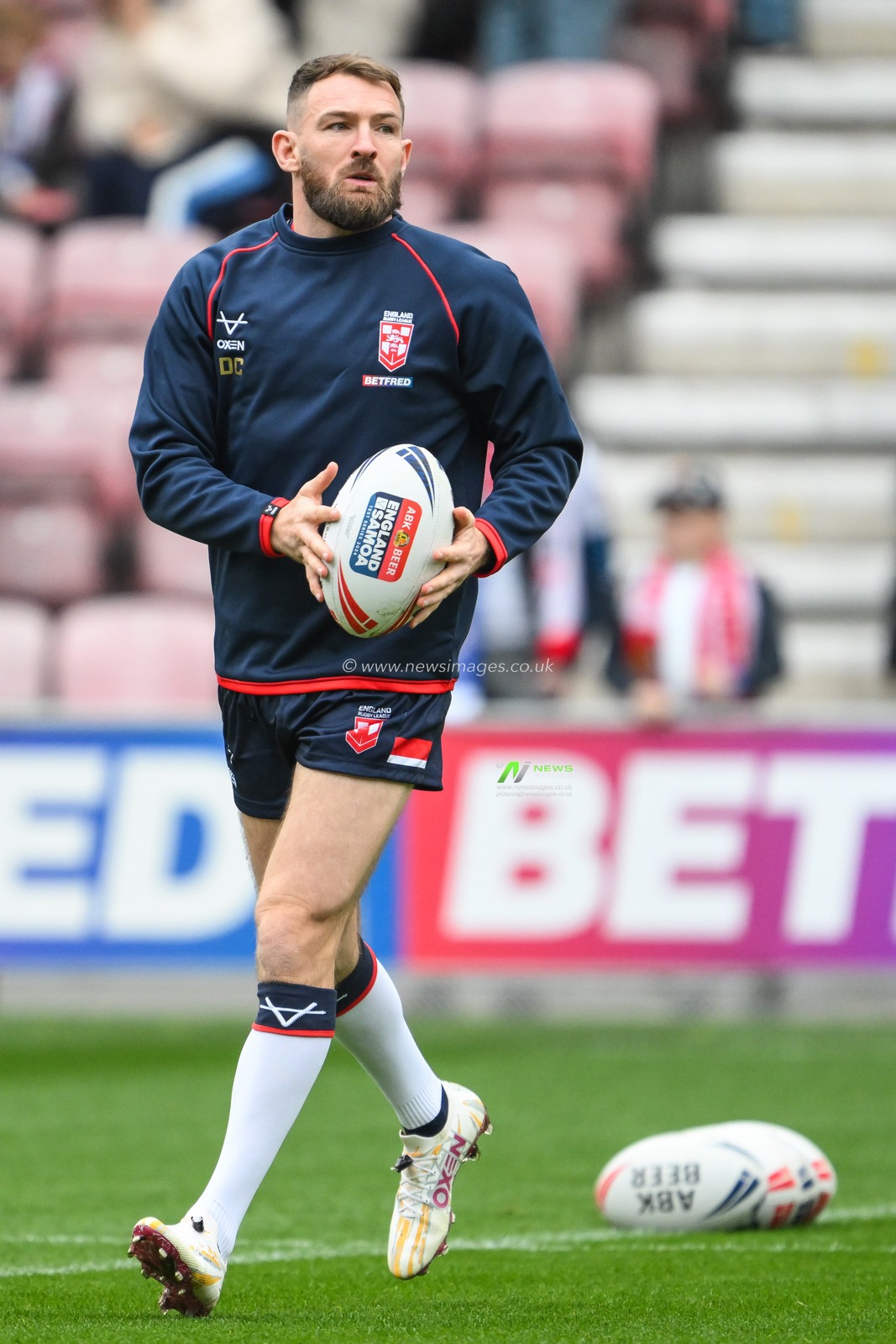 Daryl Clark of England during pre match warm up ahead of the ABK Beer Internationals Series match England vs Samoa at The Brick Community Stadium, Wigan, United Kingdom, 27th October 2024

(Photo by Craig Thomas/News Images)