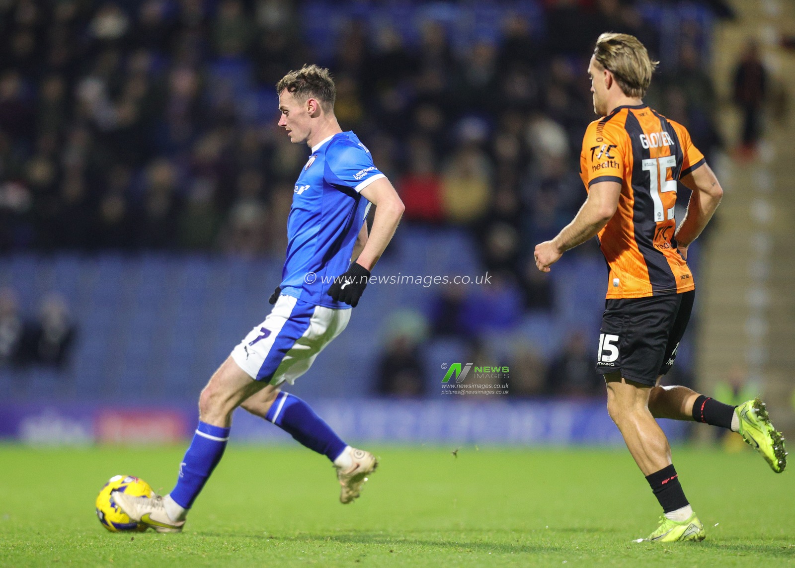 Liam Mandeville of Chesterfield passes the ball during the Sky Bet League 2 match Chesterfield vs Barnet at SMH Group Stadium, Chesterfield, United Kingdom, 13th December 2025

(Photo by Richard Bierton/News Images)

*** GER AUT SUI OUT ***
