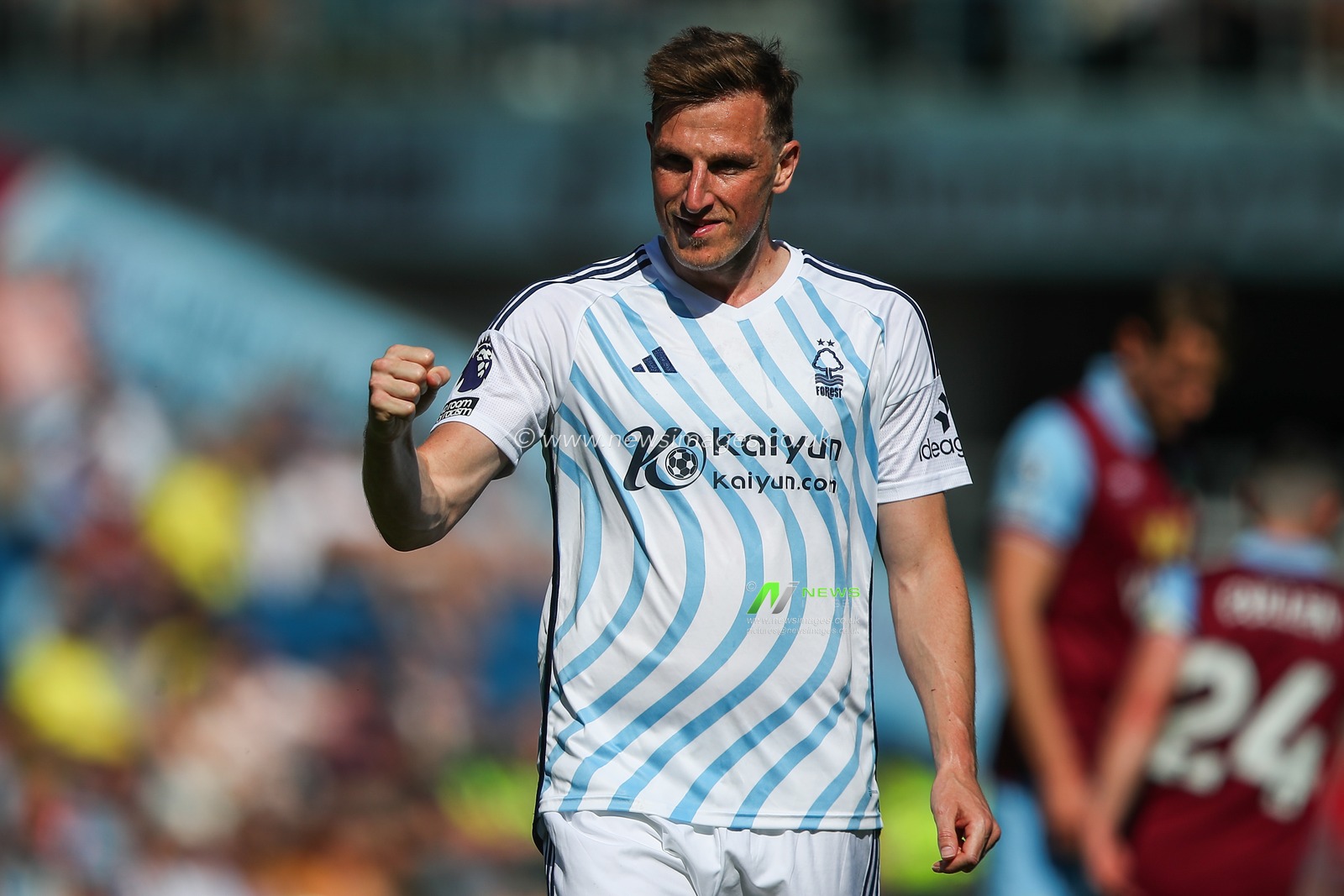 Chris Wood of Nottingham Forest celebrates his goal to make it 0-2 during the Premier League match Burnley vs Nottingham Forest at Turf Moor, Burnley, United Kingdom, 19th May 2024

(Photo by Gareth Evans/News Images)