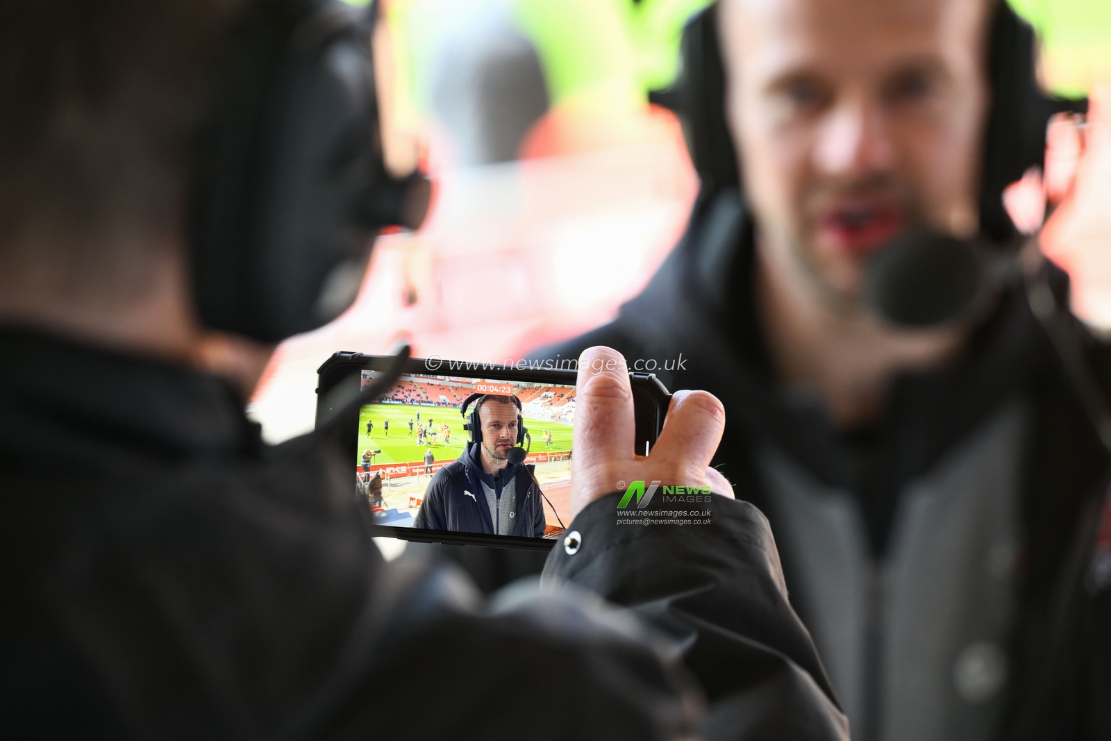 Jordan Rhodes of Blackpool live on air ahead of the Sky Bet League 1 match Blackpool vs Barnsley at Bloomfield Road, Blackpool, United Kingdom, 20th April 2024

(Photo by Craig Thomas/News Images)