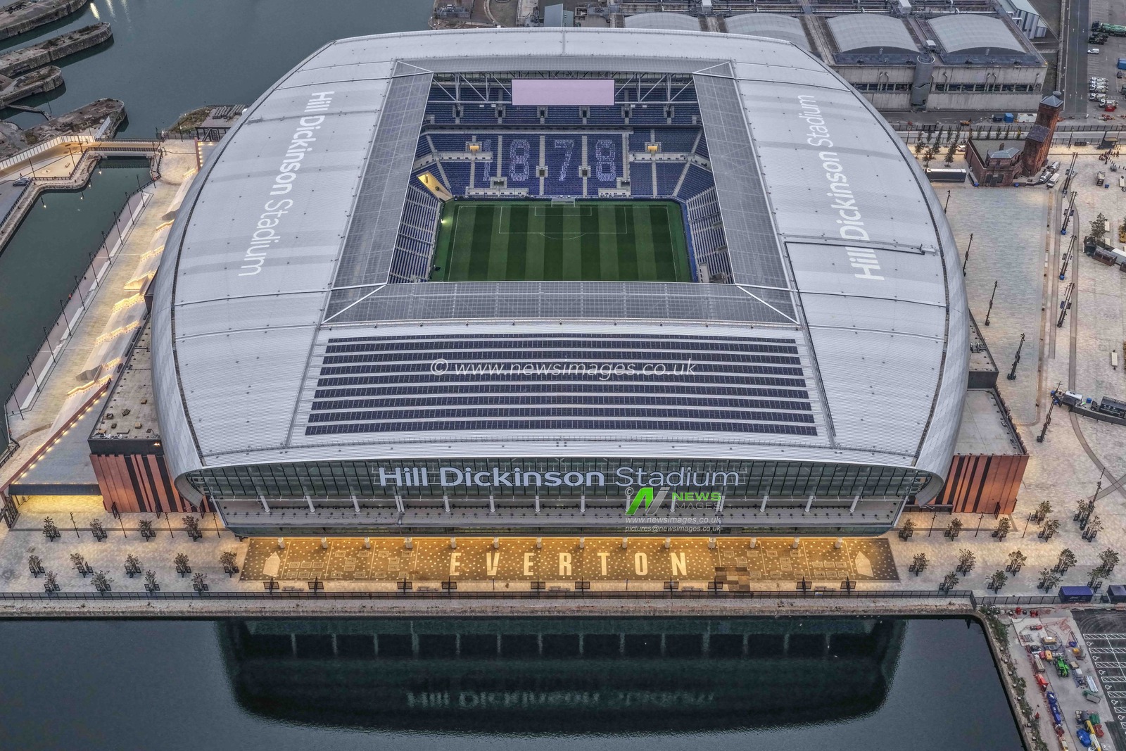 An aerial view of the Hill Dickinson Stadium during the Premier League match Everton vs Brighton and Hove Albion at Hill Dickinson Stadium, Liverpool, United Kingdom, 24th August 2025

(Photo by Mark Cosgrove/News Images)