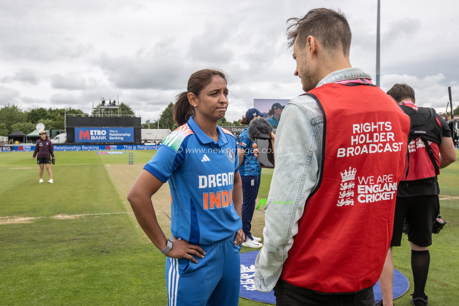 India players warming up during the 3rd Metro Bank One Day International England Women vs India Women at Banks Homes Riverside Stadium, Chester-le-street, United Kingdom, 22nd July 2025

(Photo by Alfie Cosgrove/News Images)