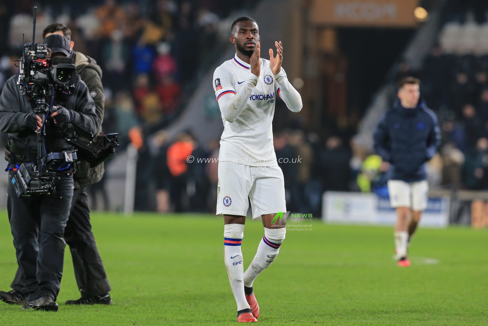 25th January 2020, KC Stadium, Kingston upon Hull, England; Emirates FA Cup, Hull City v Chelsea : Kurt Zouma (15) of Chelsea applauds the Chelsea fans