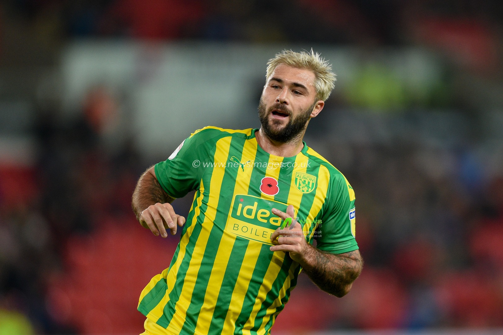 4th November 2019, Bet365 Stadium, Stoke-on-Trent, England; Sky Bet Championship, Stoke City v West Bromwich Albion : Charlie Austin (15) of West Bromwich Albion in action during the game

Credit: Richard Long/News Images