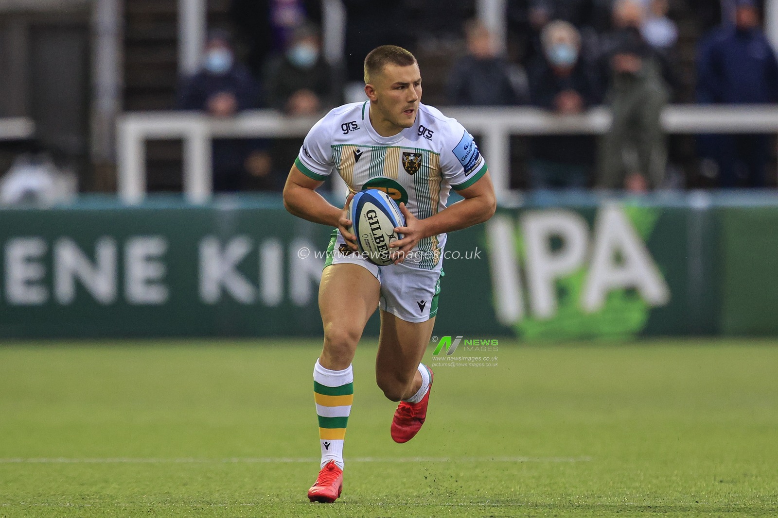 Ollie Sleightholme of Northampton Saints with the ball