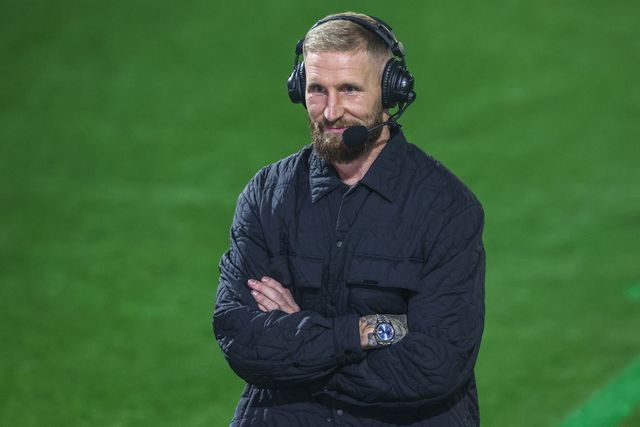 Sam Tomkins, Sky Sports Rugby League presenter during the Betfred Super League play-off Eliminator 1 match Leigh Leopards vs Wakefield Trinity at Progress With Unity Stadium, Leigh, United Kingdom, 26th September 2025

(Photo by Alfie Cosgrove/News Images)