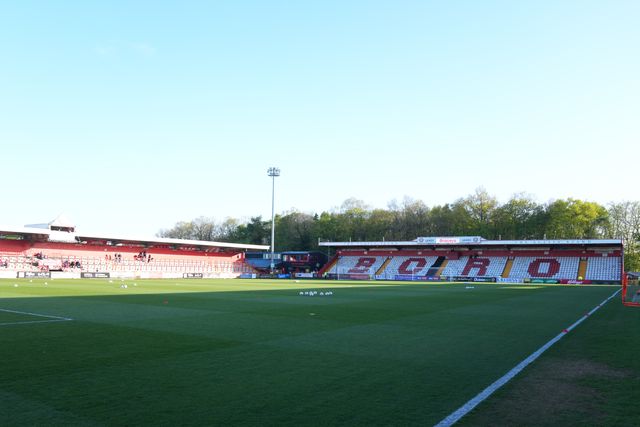 General view of the Lamex stadium ahead of the Sky Bet League One match Stevenage vs Barnsley at Lamex Stadium, Stevenage, United Kingdom on 21st April 2026

(Photo by Harvey Murphy/News Images)