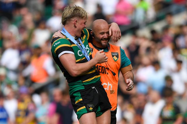 Henry Pollock of Northampton Saints celebrates following Northampton Saints win in the Gallagher PREM Final match Northampton Saints vs Exeter Chiefs at Allianz Stadium, Twickenham, United Kingdom on 20 June 2026.

(Photo by Alex Williamson/News Images)