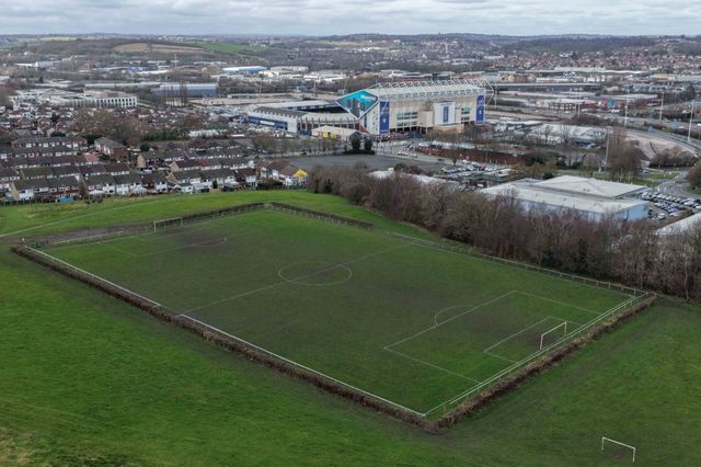 An aerial view of Elland Road from above an association football pitch during the Premier League match Leeds United vs Manchester City at Elland Road, Leeds, United Kingdom on 28 February 2026

(Photo by Mark Cosgrove/News Images)