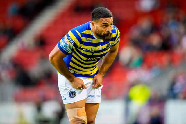 Kelepi Tanginoa of Warrington Wolves during the Betfred Super League round 14 match St Helens vs Warrington Wolves at The BrewDog Stadium, St Helens, United Kingdom on 11 June 2026

(Photo by Maynard Manyowa/News Images)