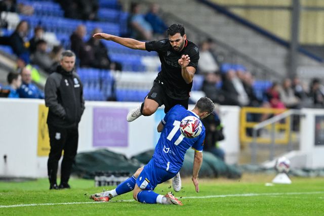 Mitch Hancox of Chester fouls Mehdi LÃ©ris of Stoke City during the Pre-season friendly match Chester vs Stoke City at Deva Stadium, Chester, United Kingdom, 11th July 2024

(Photo by Cody Froggatt/News Images)