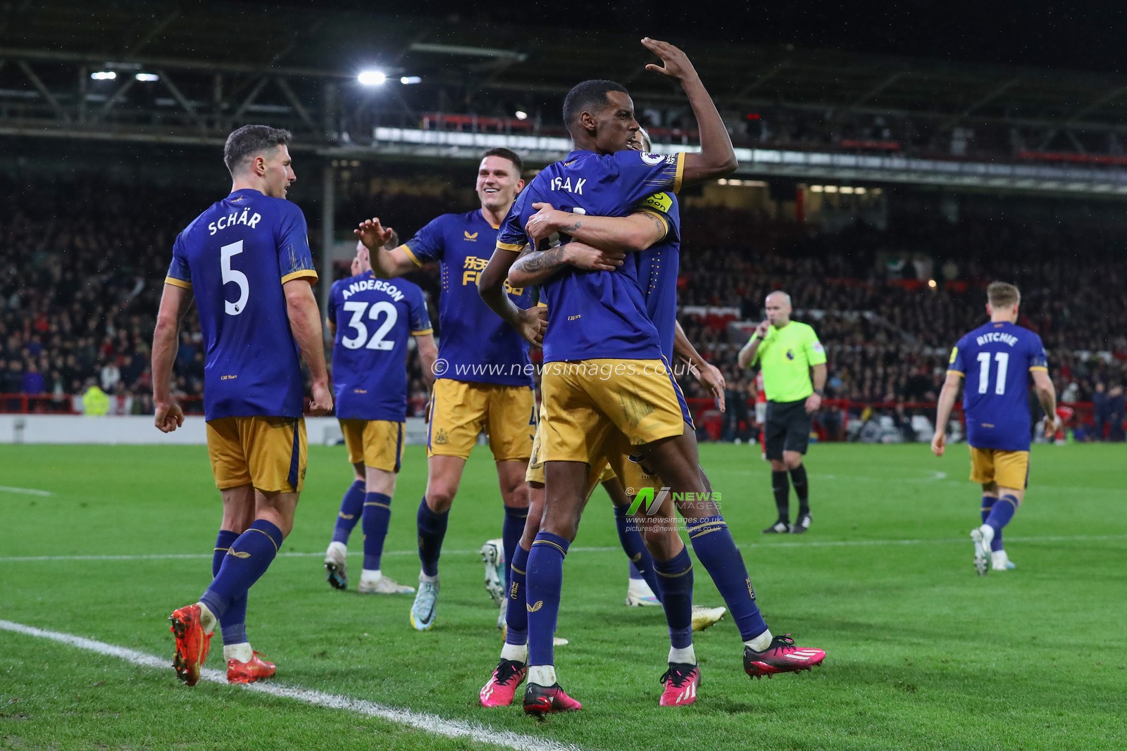 Alexander Isak #14 of Newcastle United celebrates his goal to make it 1-2 during the Premier League match Nottingham Forest vs Newcastle United at City Ground, Nottingham, United Kingdom, 17th March 2023

(Photo by Gareth Evans/News Images)