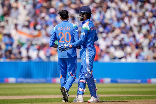 Axar Patel of India celebrates the wicket of Liam Dawson of England caught at the boundary during the 1st Metro Bank ODI match England vs India at Edgbaston, Birmingham, United Kingdom on 14 July 2026

(Photo by Maynard Manyowa/News Images)