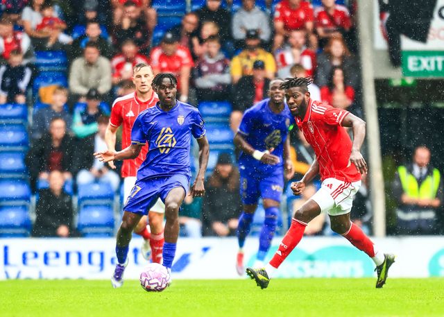 Wilfried Singo of Monaco passes the ball during the Pre-season friendly match Nottingham Forest vs Monaco at SMH Group Stadiumact Stadium, Chesterfield, United Kingdom, 19th July 2025

(Photo by Richard Bierton/News Images)