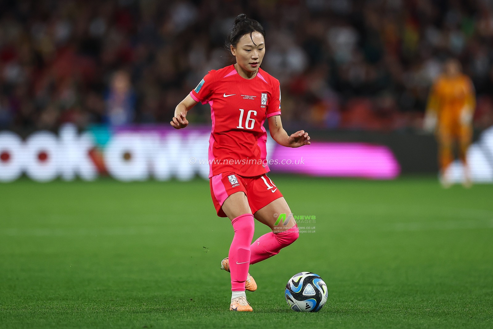 Jang Sel-gi #16 of South Korea in action during the FIFA Women's World Cup 2023 Group H match South Korea vs Germany Women at Suncorp Stadium, Brisbane, Australia, 3rd August 2023

(Photo by Patrick Hoelscher/News Images)