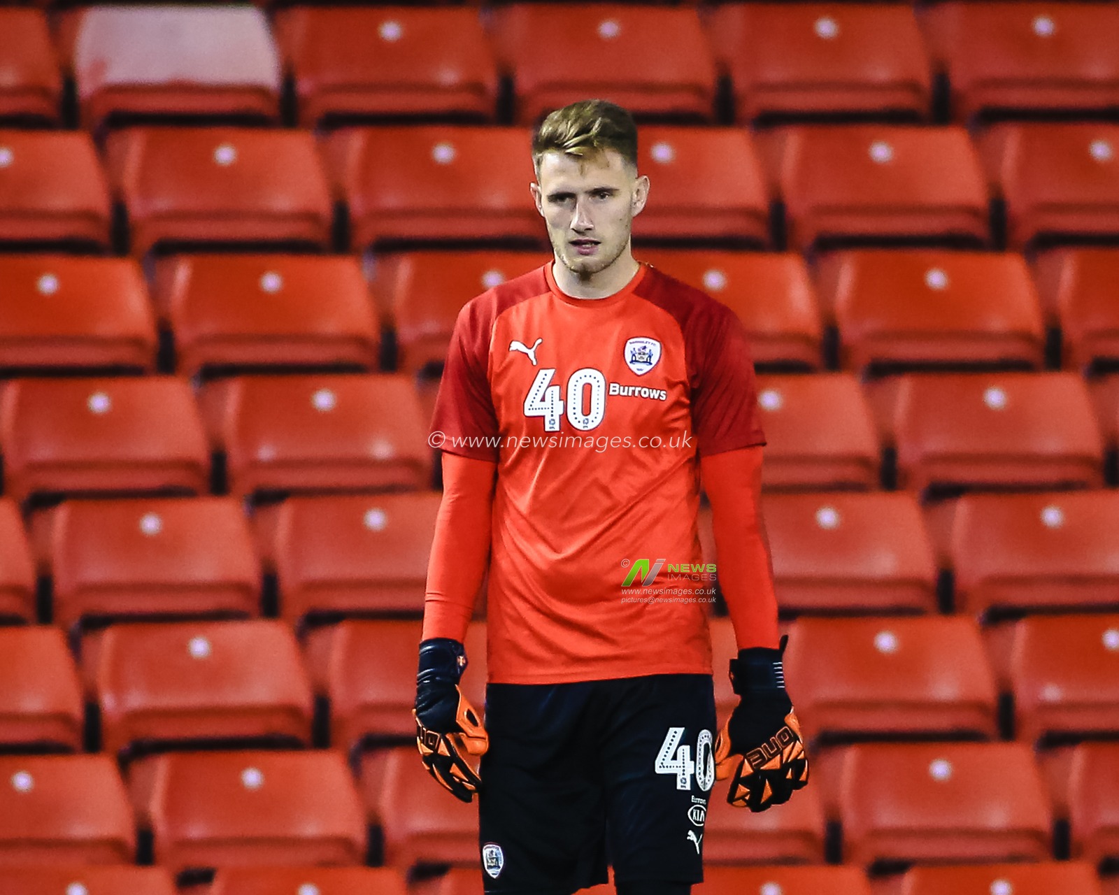 1st November 2019, Oakwell, Barnsley, England; Sky Bet Championship, Barnsley v Bristol City : Brad Collins (40) of Barnsley in warm up

Credit: Craig Milner/News Images