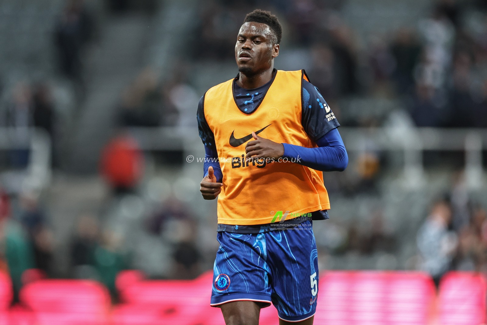 BenoÃ®t Badiashile of Chelsea in the pregame warmup session during the Carabao Cup Last 16 match Newcastle United vs Chelsea at St. James's Park, Newcastle, United Kingdom, 30th October 2024

(Photo by Mark Cosgrove/News Images)