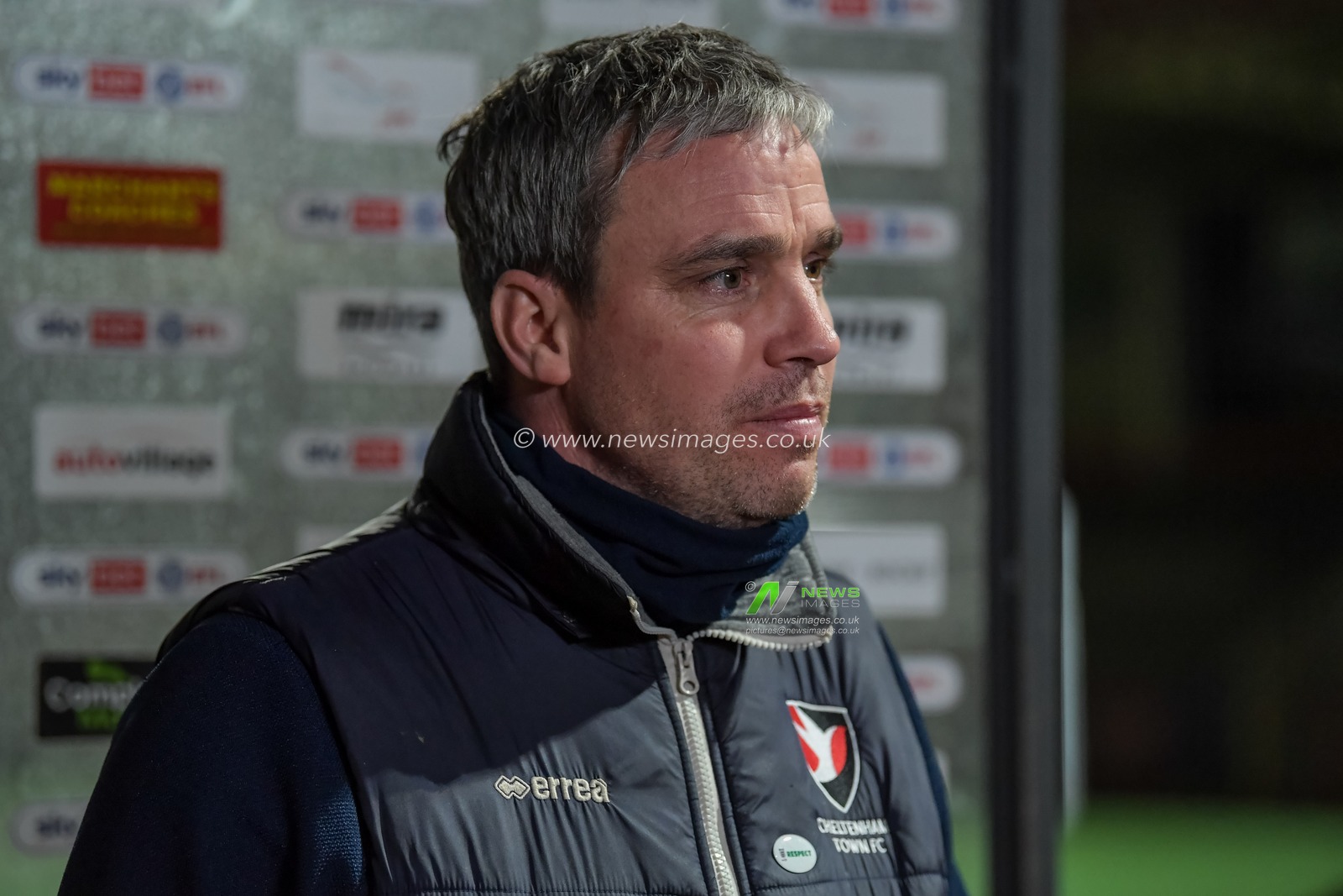 Michael Duff manager of Cheltenham Town answers questions from the media