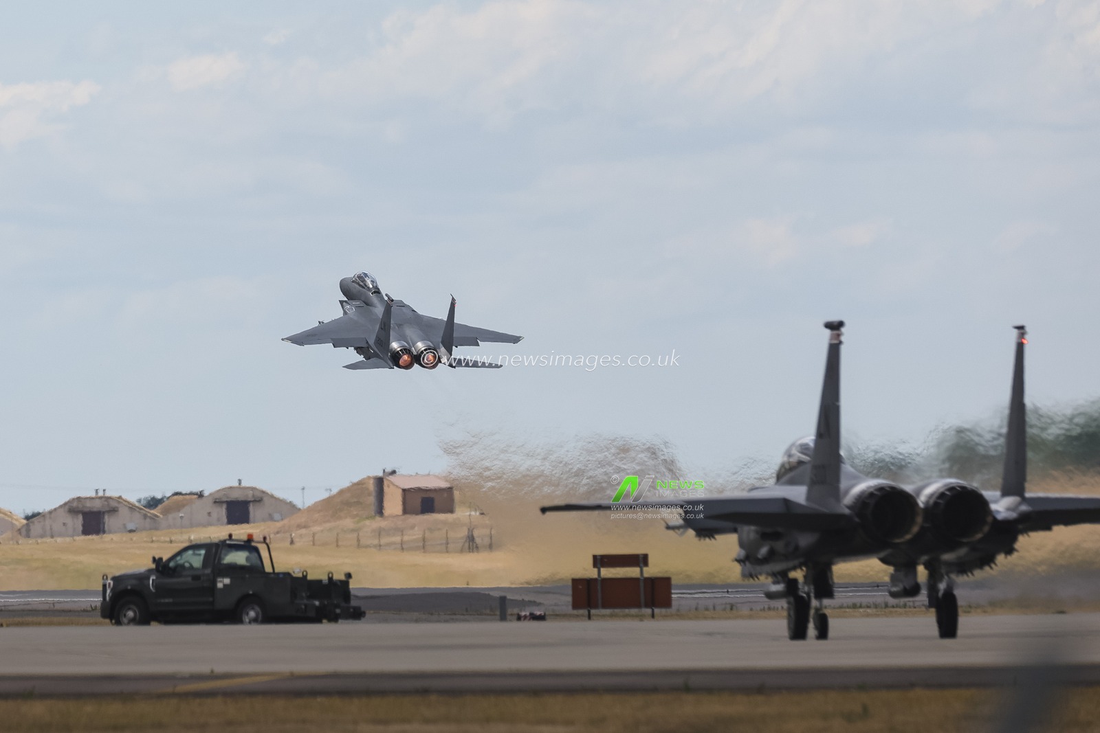 United States Air Force McDonnell Douglas, F-15 Eagle take off at RAF Lakenheath, Lakenheath, United Kingdom, 26th June 2025

(Photo by Mark Cosgrove/News Images)