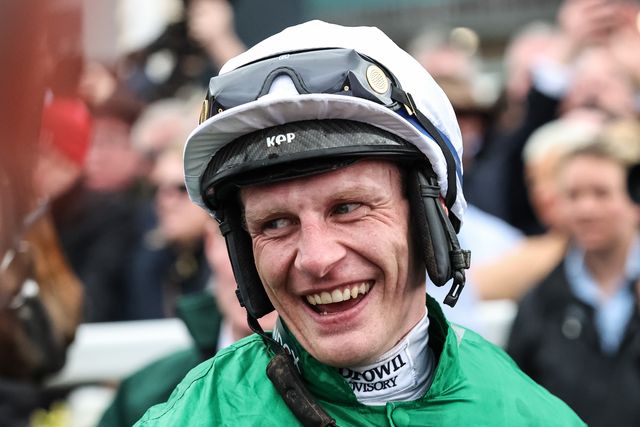 Paul Townend in the winners enclosure after winning the 16:00 Randox Grand National Handicap Chase on I Am Maximus during the Randox Grand National Day 2024 at Aintree Racecourse, Liverpool, United Kingdom, 13th April 2024

(Photo by Mark Cosgrove/News Images)