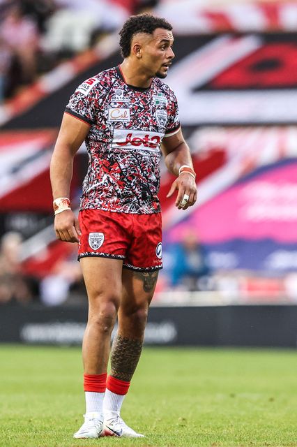 Umyla Hanley of Leigh Leopards during the Betfred Super League round 12 match Leigh Leopards vs Hull FC at Leigh Sports Village, Leigh, United Kingdom on 22 May 2026

(Photo by Alfie Cosgrove/News Images)