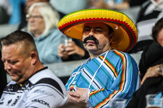 Hull FC fans in the away stand during the Betfred Super League round 23 match St Helens vs Hull FC at Totally Wicked Stadium, St Helens, United Kingdom, 22nd August 2025

(Photo by Alfie Cosgrove/News Images)