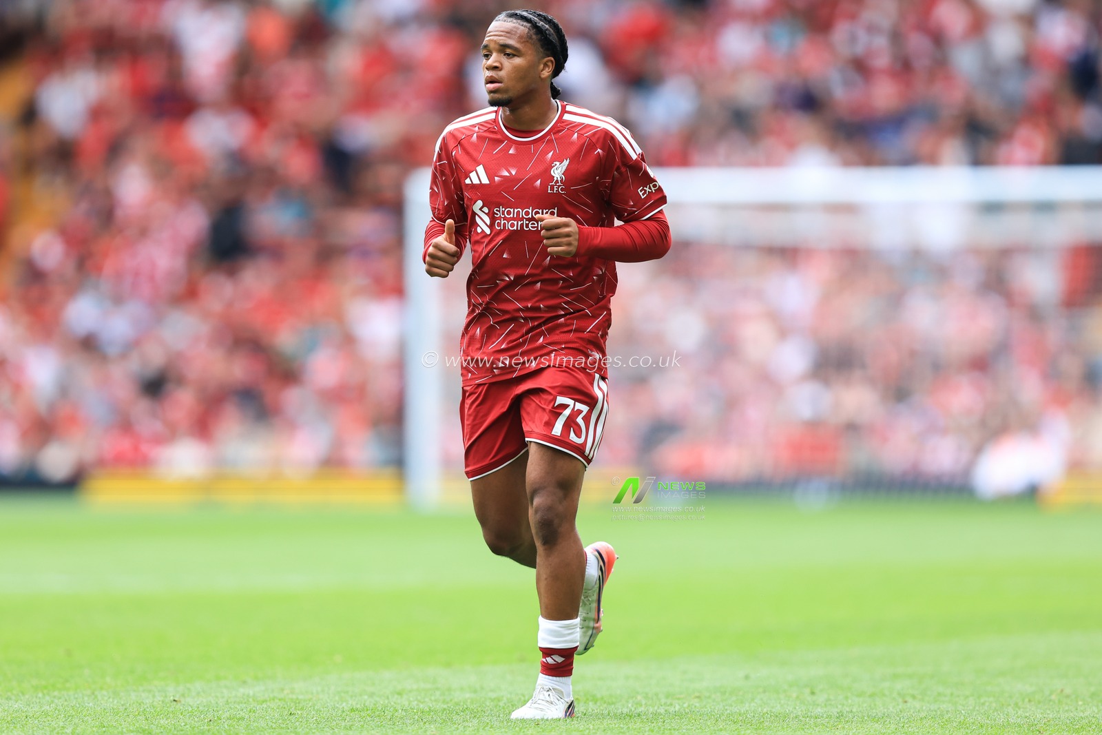 Rio Ngumoha of Liverpool during the pre-season friendly match Liverpool vs Monaco at Anfield, Liverpool, United Kingdom on 09 August 2026

(Photo by Jorge Horsted/News Images)