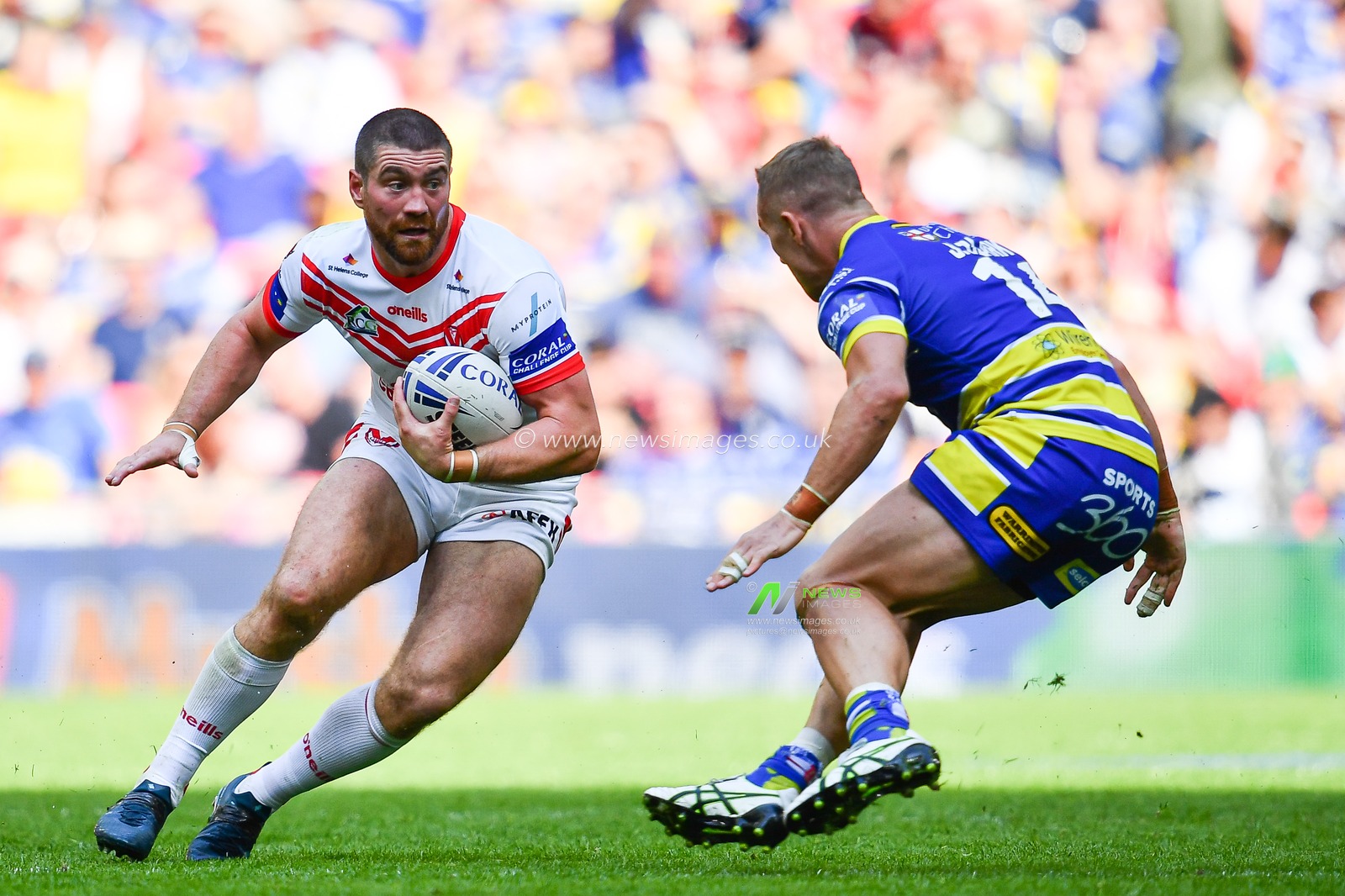 24th August 2019 , Wembley Stadium, London England ; 2019 Coral Challenge Cup Final ; St Helens vs Warrington Wolves ; Kyle Amor (16) of St Helens in action



Credit: Craig Thomas/News Images