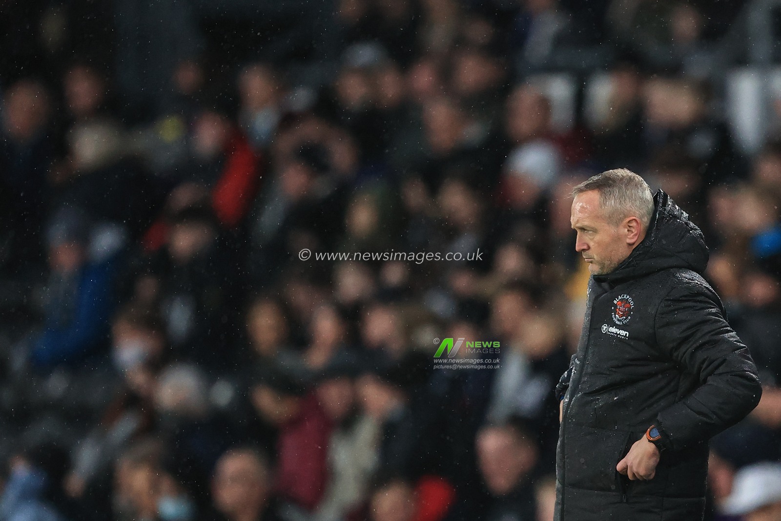 Neil Critchley head Coach of Blackpool during the game