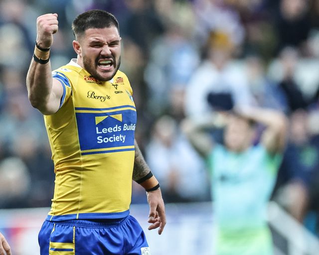 James Bentley of Leeds Rhinos reacts after the Rhinos win then ball during the Betfred Magic Weekend 2025 match St Helens vs Leeds Rhinos at St. James's Park, Newcastle, United Kingdom, 3rd May 2025

(Photo by Mark Cosgrove/News Images)
