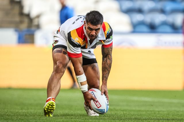 Jayden Nikorima of Bradford Bulls goes over for a try during the Betfred Super League round 18 match Huddersfield Giants vs Bradford Bulls at Accu Stadium, Huddersfield, United Kingdom on 10 July 2026

(Photo by Alfie Cosgrove/News Images)