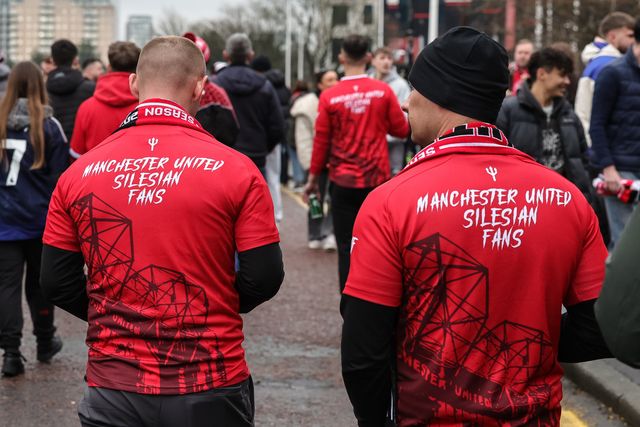 Manchester United Silesian fans t-shirt during the Premier League match Manchester United vs Fulham at Old Trafford, Manchester, United Kingdom, 1st February 2026

(Photo by Mark Cosgrove/News Images)